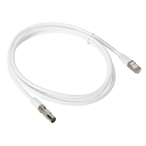 Cordon coaxial pour raccordement téléviseur avec 1 embout coaxial et 1 embout RJ45 - longueur 2m