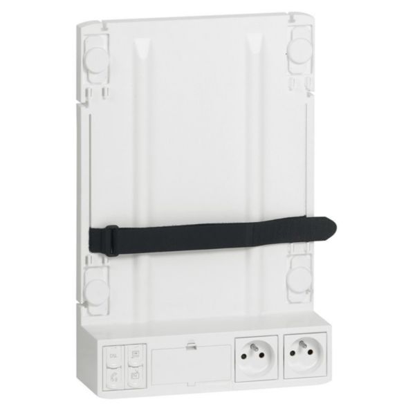 Support box opérateur internet 2 RJ45 + logement fibre optique + 2P+T