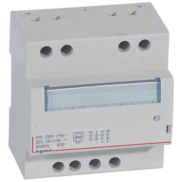 Alimentation monophasée redressée filtrée entrée 230V~ et sortie 24V= - 21,5 W - 0,9A - 5 modules - Page 114