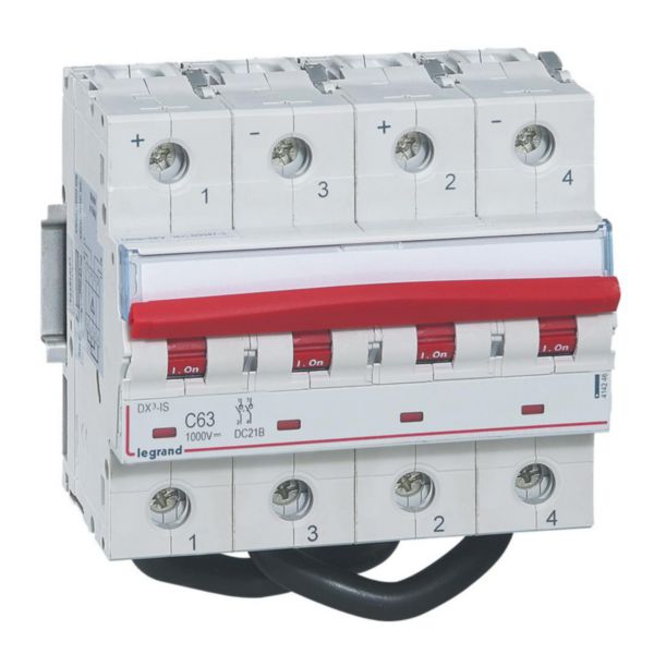 Interrupteur-sectionneur modulaire à manette courant continu 1000V= pour application photovoltaïque - 63A - 6 modules