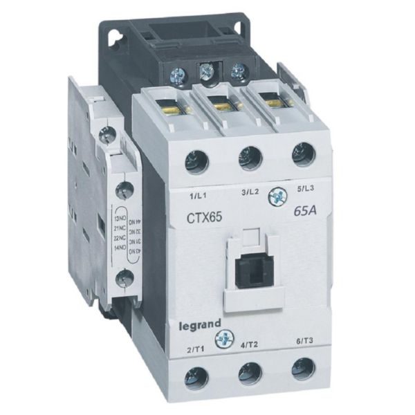 Contacteur de puissance CTX³65 3 pôles - 65A bornes à cage - contacts auxiliaires intégrés 2 contacts NO et 2NF - 48V=