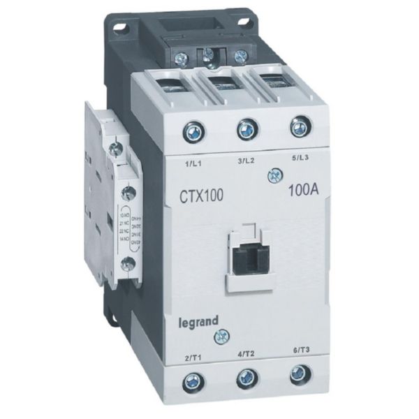 Contacteur de puissance CTX³100 3 pôles - 100A bornes à cage - contacts auxiliaires 2 contacts NO et 2NF - 110V~