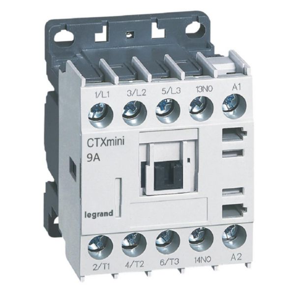 Mini-contacteur de puissance CTX³ 3 pôles 9A avec contact auxiliaire intégré 1NO - tension de commande 24V~