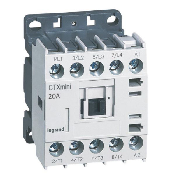 Mini-contacteur de puissance CTX³ 4 pôles 20A sans contact auxiliaire - tension de commande 24V~