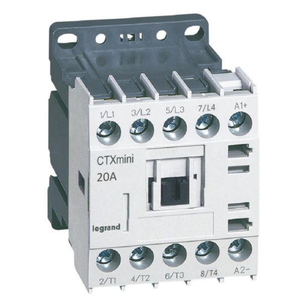Mini-contacteur de puissance CTX³ 4 pôles 20A sans contact auxiliaire - tension de commande 24V=