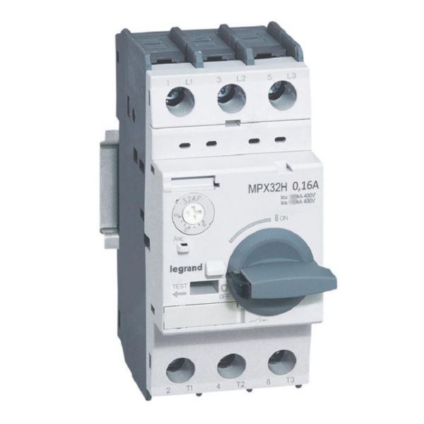 Disjoncteur moteur magnétothermique MPX³32H - réglage thermique 0,1A à 0,16A - pouvoir de coupure 100kA en 415V