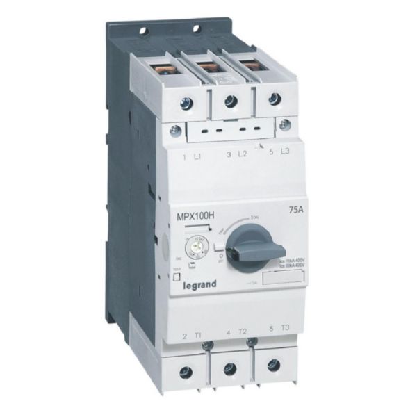Disjoncteur moteur magnétothermique MPX³100H - réglage thermique 55A à 75A - pouvoir de coupure 75kA en 415V