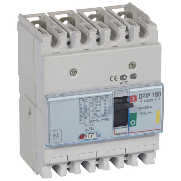 Disjoncteur magnétothermique DPX³160 pouvoir de coupure 16kA 400V~ - 4P - 25A - Page 146