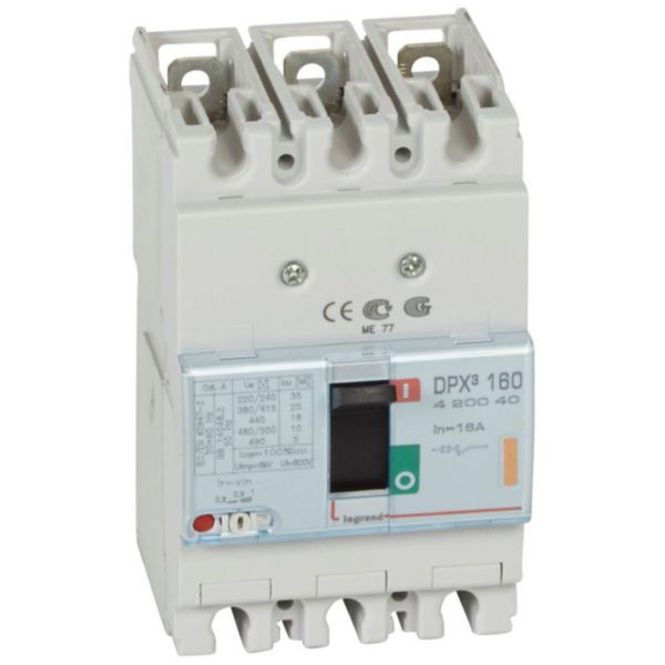 Disjoncteur magnétothermique DPX³160 pouvoir de coupure 25kA 400V~ - 3P - 16A