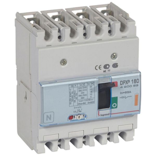 Disjoncteur magnétothermique DPX³160 pouvoir de coupure 25kA 400V~ - 4P - 63A - Page 117