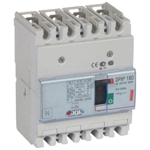 Disjoncteur magnétothermique DPX³160 pouvoir de coupure 36kA 400V~ - 4P - 125A - Page 119