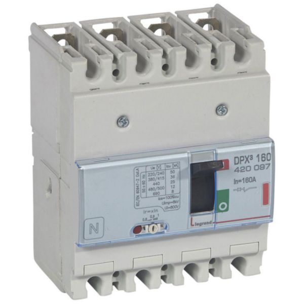 Disjoncteur magnétothermique DPX³160 pouvoir de coupure 36kA 400V~ - 4P - 160A