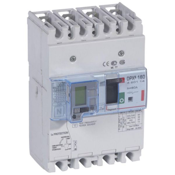 Disjoncteur magnétothermique différentiel DPX³160 pouvoir de coupure 36kA 400V~ - 4P - 80A - Page 146