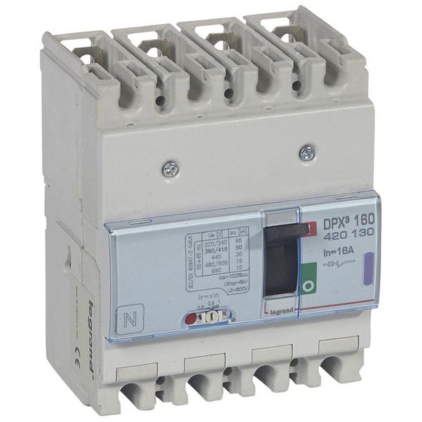 Disjoncteur magnétothermique DPX³160 pouvoir de coupure 50kA 400V~ - 4P - 16A