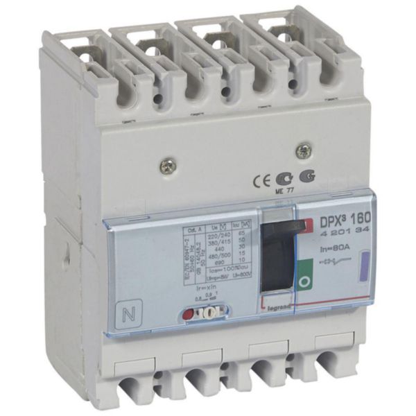 Disjoncteur magnétothermique DPX³160 pouvoir de coupure 50kA 400V~ - 4P - 80A - Page 118