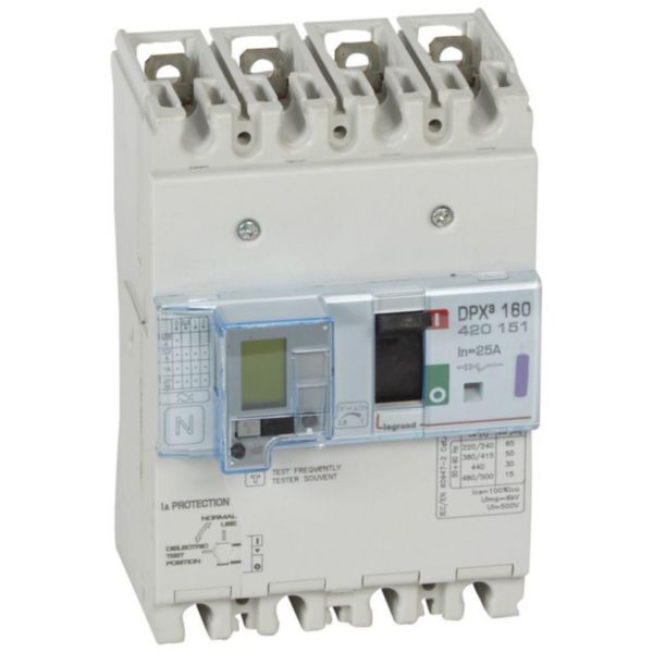 Disjoncteur magnétothermique différentiel DPX³160 pouvoir de coupure 50kA 400V~ - 4P - 25A - Page 148