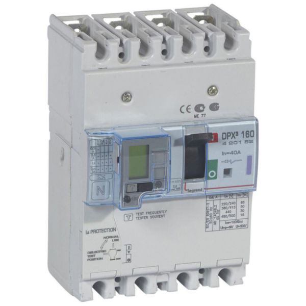 Disjoncteur magnétothermique différentiel DPX³160 pouvoir de coupure 50kA 400V~ - 4P - 40A - Page 148
