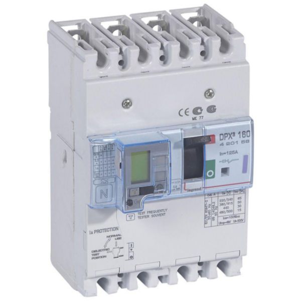 Disjoncteur magnétothermique différentiel DPX³160 pouvoir de coupure 50kA 400V~ - 4P - 125A