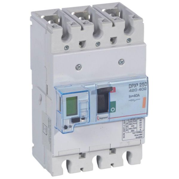 Disjoncteur électronique avec unité de mesure DPX³250 pouvoir de coupure 25kA 400V~ - 3P - 40A