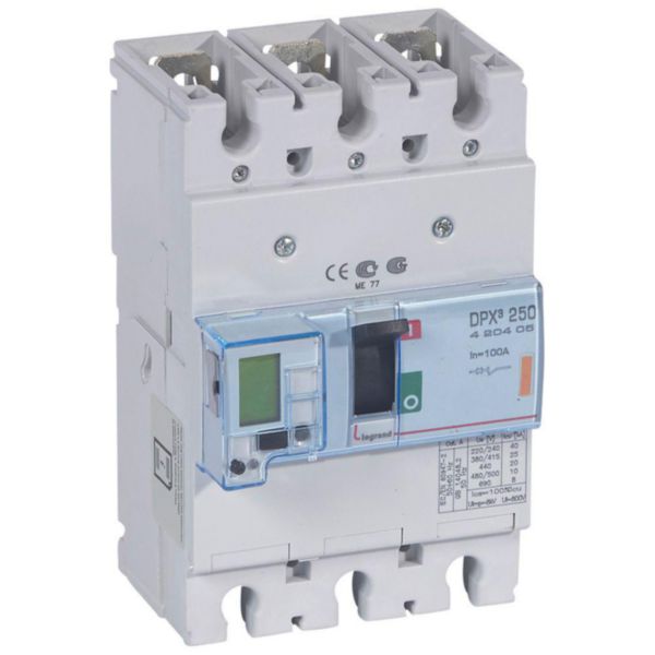 Disjoncteur électronique avec unité de mesure DPX³250 pouvoir de coupure 25kA 400V~ - 3P - 100A