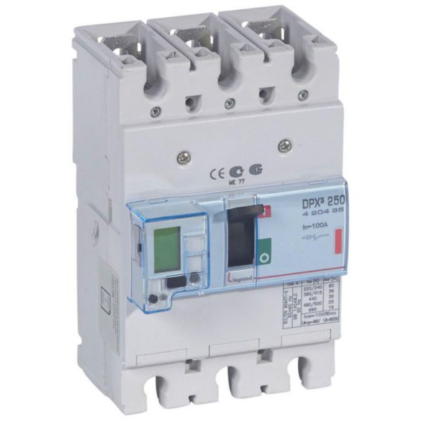 Disjoncteur électronique avec unité de mesure DPX³250 pouvoir de coupure 36kA 400V~ - 3P - 100A