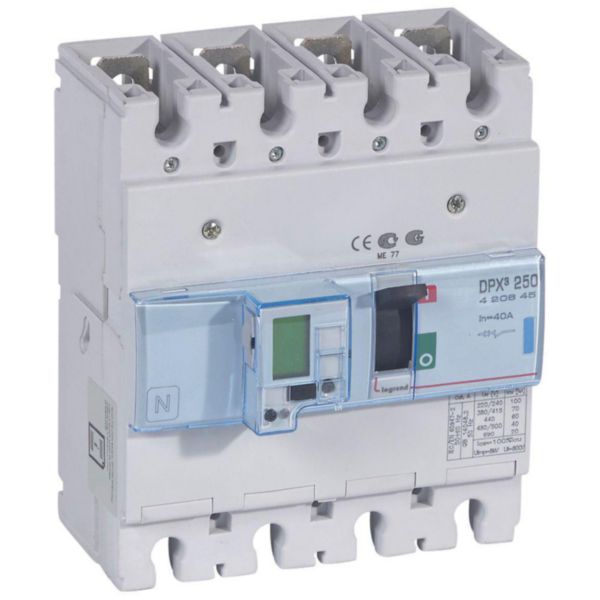 Disjoncteur électronique DPX³250 pouvoir de coupure 70kA 400V~ - 4P - 40A