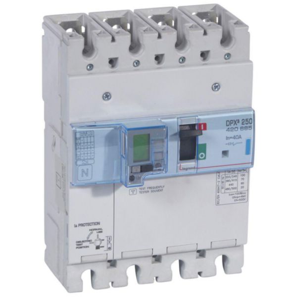 Disjoncteur électronique différentiel avec unité de mesure DPX³250 pouvoir de coupure 70kA 400V~ - 4P - 40A