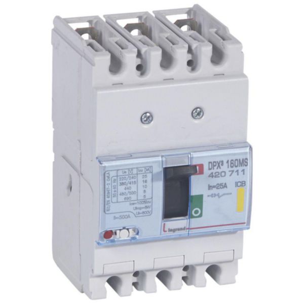 Disjoncteur magnétique fixe seul DPX³160 pouvoir de coupure 16kA 400V~ - 3P - 25A - Page 152