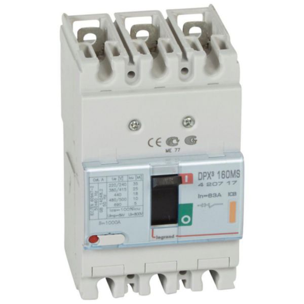 Disjoncteur magnétique fixe seul DPX³160 pouvoir de coupure 25kA 400V~ - 3P - 63A - Page 152