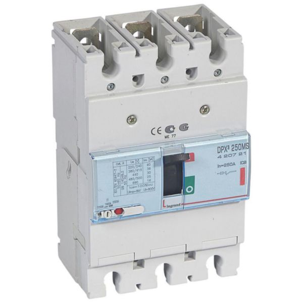 Disjoncteur magnétique réglable seul DPX³250 pouvoir de coupure 36kA 400V~ - 3P - 250A