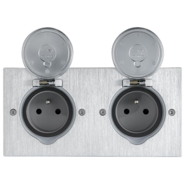 Platinum - double prise de sol rectangle 2P+T 16a 250 v - éclips -connexion auto