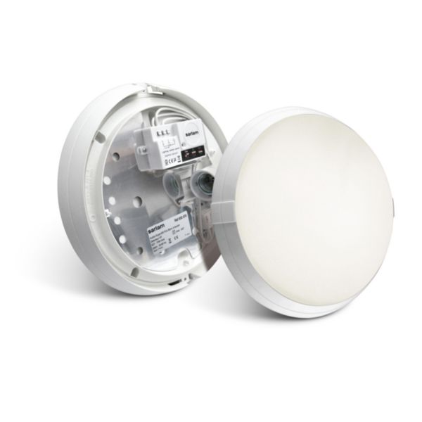 Hublot blanc standard avec diffuseur polycarbonate transparent Super 400 à détection HF et douille E27 à équiper