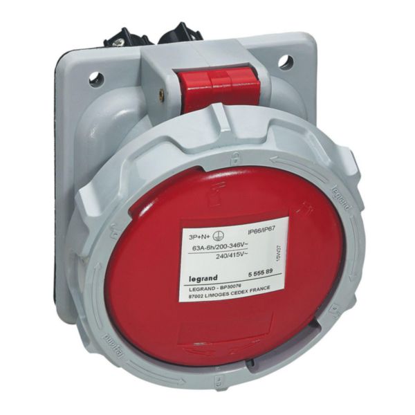Prise fixe P17 IP66/67 63A - 380V~ à 415V~ - 3P+N+T