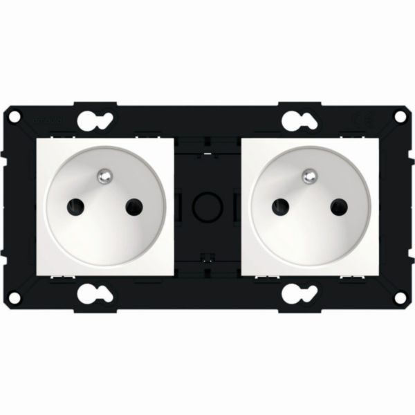 Prise 2 x 2P+T bornes auto précablées - éclips protection - espace evo - blanc