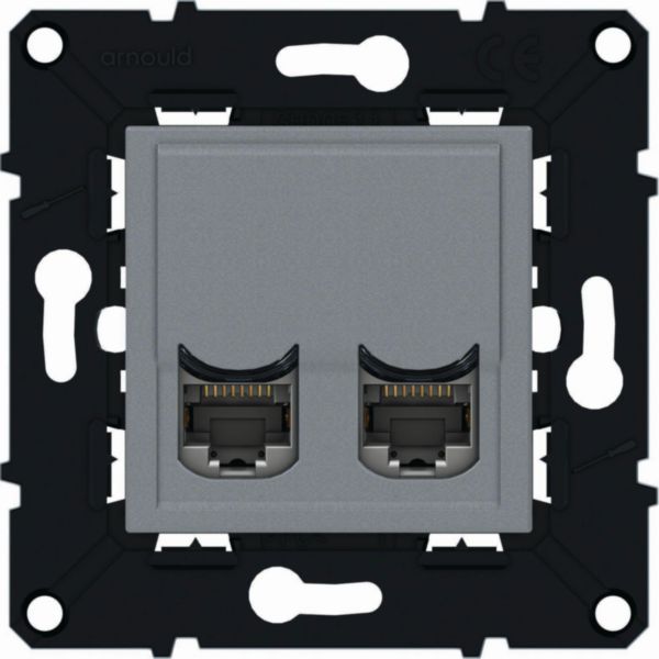 Double prise RJ45 catégorie6 FTP espace evolution - magnésium