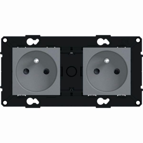 Prise 2 x 2P+T bornes auto précablées - éclips protection -espace evo -magnésium