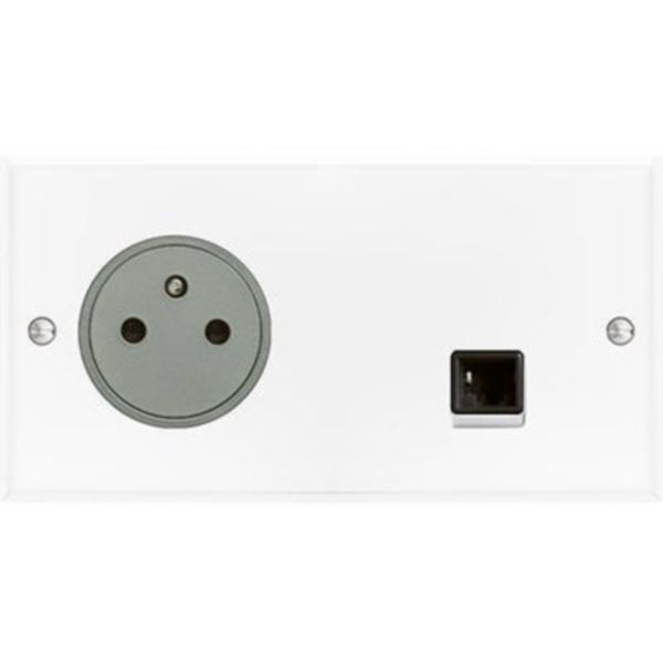 Art d'Arnould univers Mémoire prise de courant 2P+T 16A 250V et prise RJ45 catégorie 6 FTP - cristal