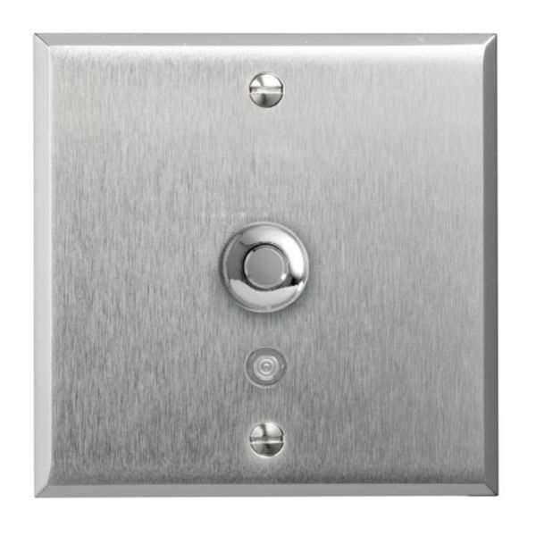 Poussoir lumineux à bouton rond Mémoire finition Acier Brossé Art d'Arnould