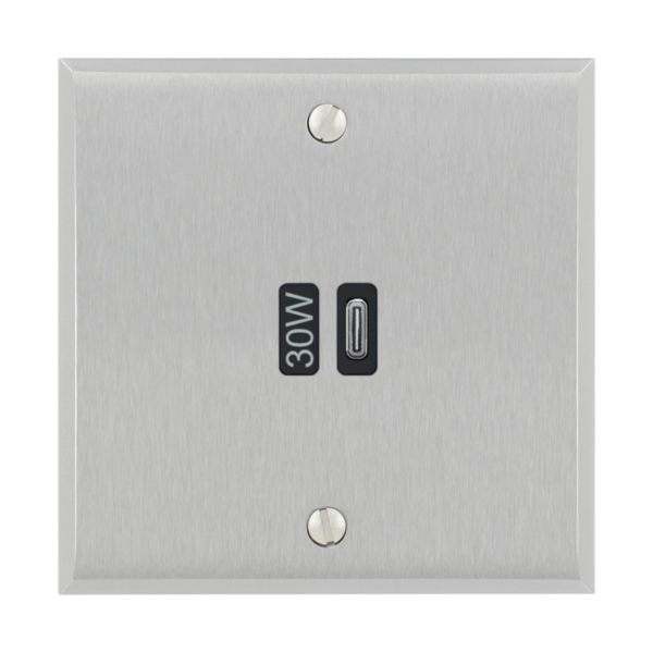Prise Prise Chargeur USB Type C 30W Power delivery Mémoire finition Acier Brossé Art d'Arnould