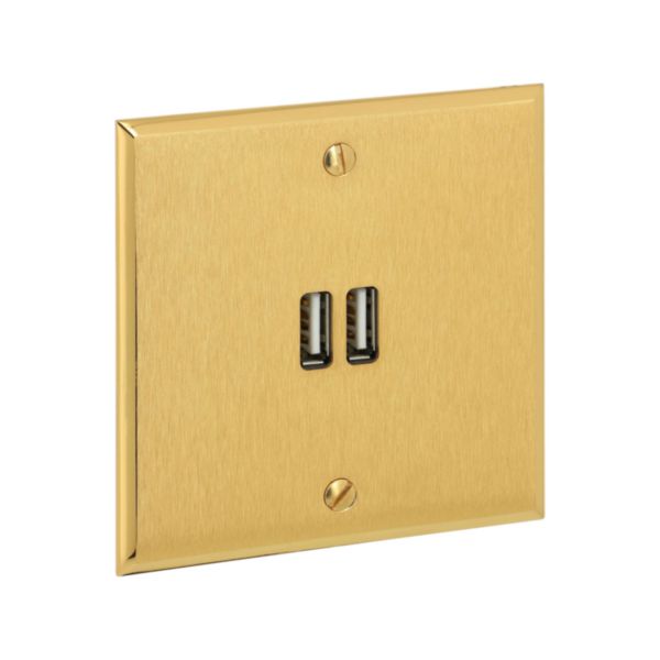 Prise Prise Chargeur USB Type A+A 15W Mémoire finition Or Brossé Art d'Arnould