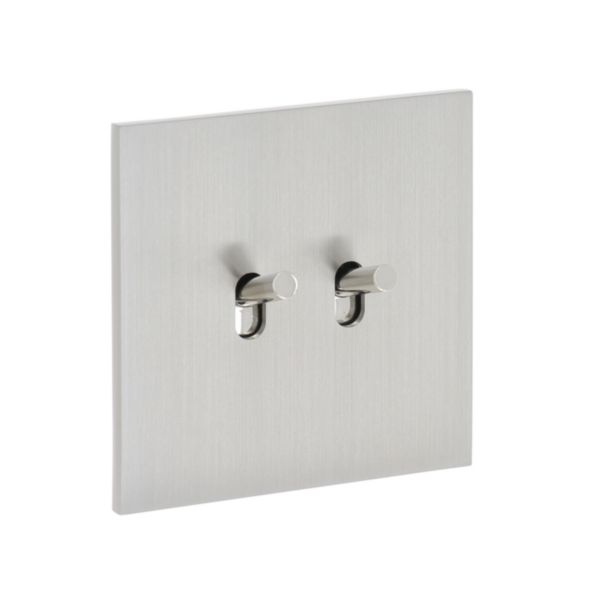 Double Poussoir à levier Epure finition Acier Brossé Art d'Arnould 