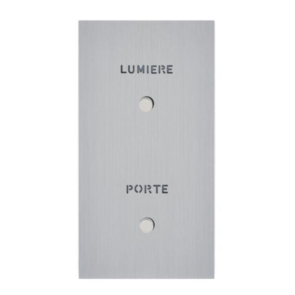 Art d'Arnould univers Epure poussoir lumineux 2 postes avec marquages Porte et Lumière - acier brossé