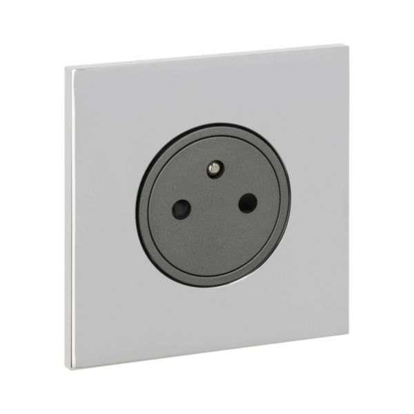 Prise de courant 2P+T Epure finition Acier Miroir Art d'Arnould 