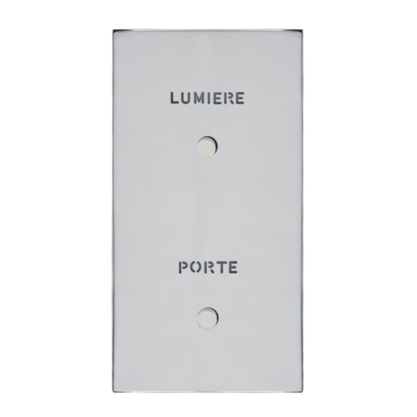 Art d'Arnould univers Epure poussoir lumineux 2 postes avec marquages Porte et Lumière - acier miroir