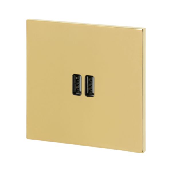 Prise Prise Chargeur USB Type A+A 15W Epure finition Or Miroir Art d'Arnould 