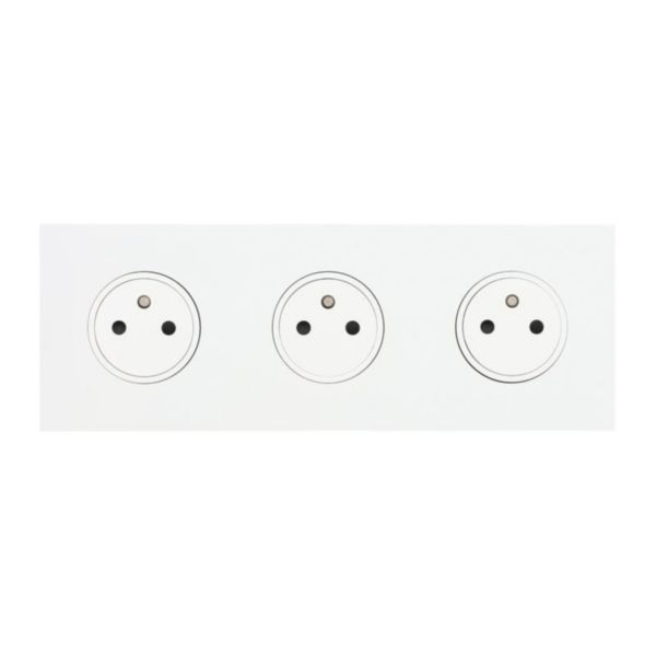 Triple Prise de courant 2P+T 2 Postes Epure finition Blanc Satin Art d'Arnould 