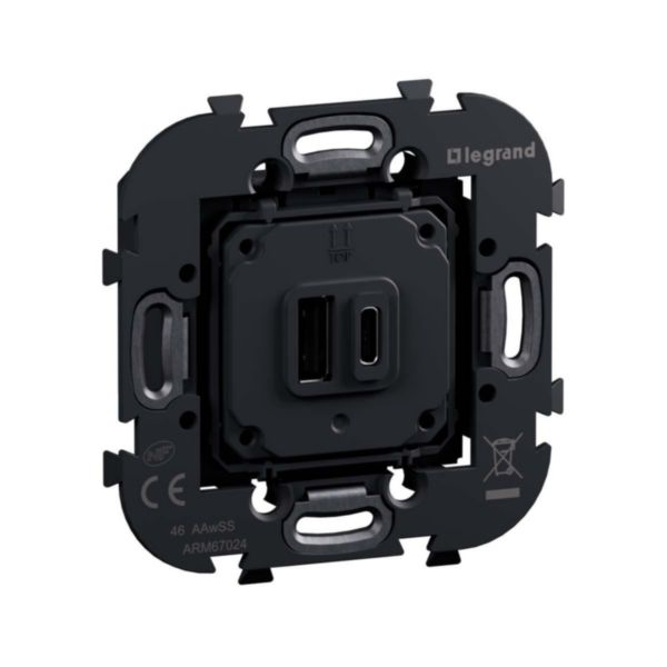 Double prise USB Type A + C 20W Power Delivery 1 poste - Art d'Arnould