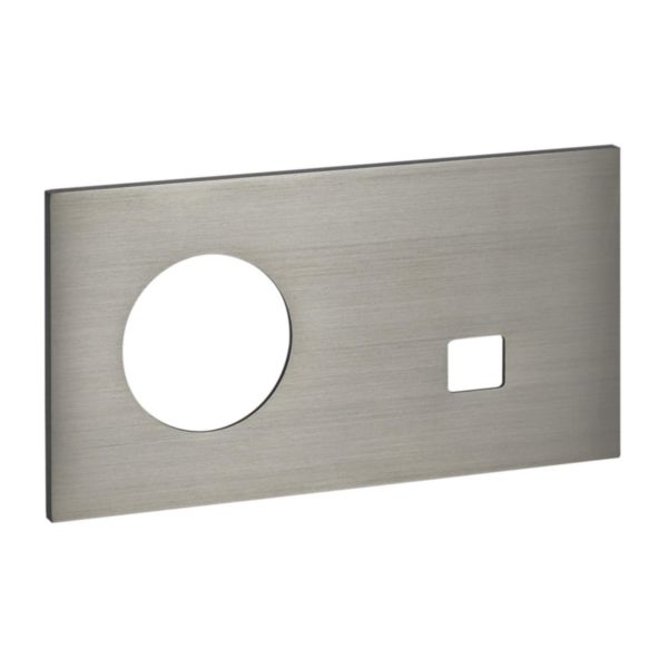 Plaque Prise 2P+T + RJ45 Cat 6 FTP 2 postes - Epure Acier Brossé Art d'Arnould