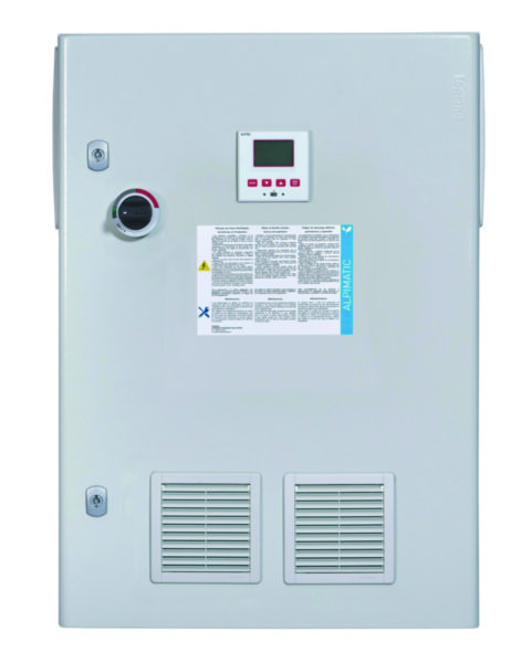 Coffret de compensation automatique Alpimatic 100kVAr à 4 gradins pour réseau triphasé 400V avec disjoncteur intégré