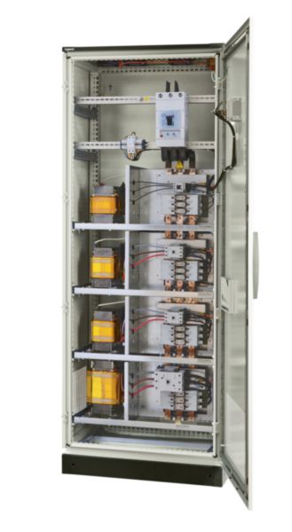 Armoire de compensation Alpimatic 175kVAr 400V avec self anti-harmoniques 189Hz, 3 gradins et disjoncteur